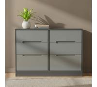 Monaco Chest - Midi - 6 Drawer - Grey Gloss and Graphite