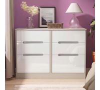 Monaco Chest - Midi - 6 Drawer - White Gloss and Cashmere