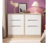 Monaco Chest - Midi - 6 Drawer - White Matt and Oak