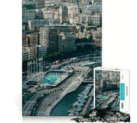 Monaco Cityscape with Marina 1000 Pieces Puzzles for Adults Recall Enhancer Tight Cut Pattern Assemble Night Game (50x75cm)
