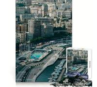 Monaco Cityscape with Marina 1000 Pieces Puzzles for Adults Recall Enhancer Tight Cut Pattern Assemble Night Game (50x75cm)