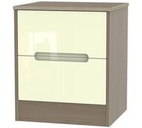 Monaco Cream Gloss and Toronto Walnut 2 Drawer Bedside Cabinet