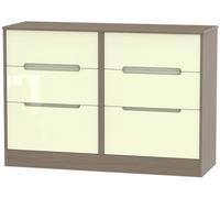 Monaco Cream Gloss and Toronto Walnut 6 Drawer Midi Chest