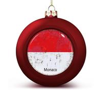 Monaco Flag Christmas Balls Ornaments - National Flag Keepsake - Red Monaco Hanging Ornaments Balls for Christmas Trees Merry Christmas Baubles New Year for Family
