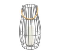 Monaco Flickering Floor Lantern Solar - Silver And Stone | TJ Hughes