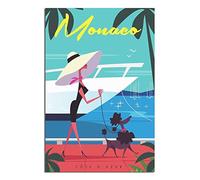 Monaco French Riviera Woman Vintage Travel Poster Canvas Art Wall Decor Poster Picture Print Painting Posters Gift 12x18inchs(30x45cm)