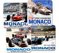 Monaco Grand Prix 1960s Poster Coaster Set of 4 Cork Backed