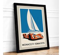 Monaco Grand Prix 1970 Vintage Framed Wall Art Print A2 (59.4×42cm) Black, Wall Decor for Living Room, Bedroom, Office & Home, Ready to Hang, Art Gift