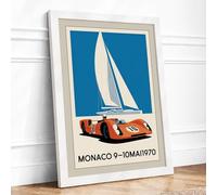 Monaco Grand Prix 1970 Vintage Framed Wall Art Print A3 (42×29.7cm) White, Wall Decor for Living Room, Bedroom, Office & Home, Ready to Hang, Art Gift