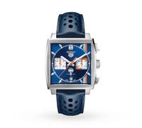 Tag Heuer Mens Blue Cbl2115.fc6494 X Gulf Monaco Stainless-steel and Leather Automatic Chronograph Watch 1 Size