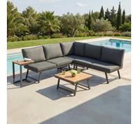 Monaco - Lounge Corner Sofa Set - Black - Transforms Into X2 Sunbeds