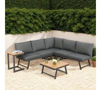 Monaco - Lounge Corner Sofa Set - Black - Transforms into x2 Sunbeds Home Garden Direct Black One Size