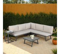 Home Garden Direct Monaco - Lounge Corner Sofa Set - Grey - Transforms into x2 Sunbeds, Grey