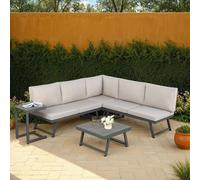 Monaco - Lounge Corner Sofa Set - Grey / Grey - Transforms into x2 Sunbeds Home Garden Direct Grey One Size