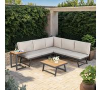 Home Garden Direct Monaco - Lounge Corner Sofa Set - Grey - Transforms into x2 Sunbeds, Grey