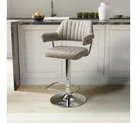 Monaco Mink Leather Effect Swivel Bar Stool With Chrome Frame