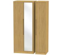 Monaco Modern Oak 3 Door Tall Triple Wardrobe - 1 Mirror