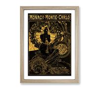 Monaco Monte Carlo By Alphonse Mucha Classic Painting Framed Print | A2 Oak Framed Wall Art | Ready to Hang | Classic Historical Picture | Living Room Bedroom Lounge Office
