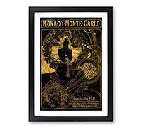 Monaco Monte Carlo by Alphonse Mucha Framed Print | A2 Black Framed Wall Art | Ready to Hang | Modern Nature Picture | Living Room Bedroom Lounge Office