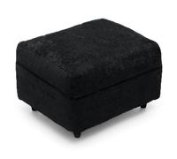 Monaco Soft Chenille Fabric Footstool Sofa Accessory Furnishings For Less UK Black One Size