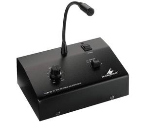 Monacor 17.0150 10 WRMS 4-16Ohm PA Amplifier with Zone Paging Microphone - Black