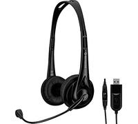 Monacor BH-010USB Professional Stereo Headphones with Electret Headband Microphone - Black
