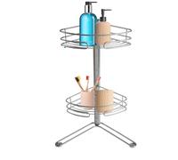 Monal 2 Tier Non-Rust Chrome Corner Contemporary Design Modern Finish Free Standing Bath Shelf Convenient Storage Shower Caddy Bathroom Organiser Rack