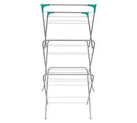 Monal 3 Tier Concertina Foldable & Lightweight Indoor and Outdoor 14M Drying Space Laundry Clothes Dryer Washing Line Easy Storage Horse Towel Rack Airer Silver, White (Silver)