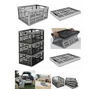 Monal 32L Plastic Folable Collapsible Crates, Folding Crate, Storage Container Basket Toys Books Paperwork Shopping Kitchen Organisation Stackable Boxes (Pack of Crates 5)