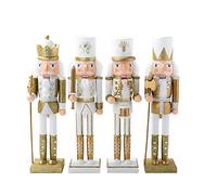 Monal Nutcracker Christmas Decoration Wood Soldier 30cm/11.8in King Drum Ornament Glitter Traditional Royal Jacket Figures Crown Table Top Festival Party Outdoor Xmas Gifts Home Decor (Golden)