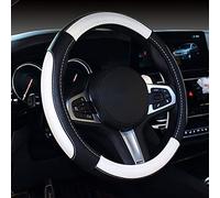 MONALA Steering Wheel Cover Car Steering Wheel Cover, Leather Cover, Hand-Sewn Breathable Non-Slip Steering Wheel Protector, General Motors (Black/White)