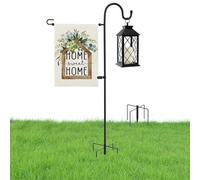 Monalife Garden Flag Holder Stand with Shepherds Hooks,Premium Garden Flag Pole for outside Decor,Metal Lawn Yard Flag Holder Stake for Small Flag 12x18-Mini Flag Holder with Clip and Stopper (Black)