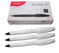 Monami Plus Felt Tip Fine Liner Pen - White Body - Black - Pack of 12