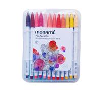 Monami Plus Pen 3000 | Set of 24 Fine Nibs | Water-Based Ink | Assorted Colours | Rigid Plastic Case | For Writing and Drawing