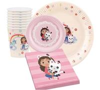 MonaParty Gabby's Dollhouse Party Set 39 Piece Tableware Set for Children's Birthday or Theme Party Table Decoration