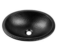 Monarch Abode 17" Hand Hammered Matt Black Oval Hanging Basin Sink 17" 19103