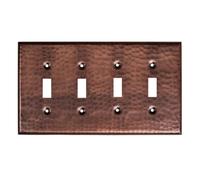 Monarch Abode 17010 Hand Hammered Toggle Wall Plate, Pure Copper, 4 Gang