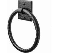 Monarch Abode 19131 Matte Black Hand Hammered, Bathroom Hardware, Towel Ring, Hand Towel Holder for Bathroom Wall