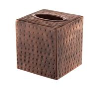 Monarch Abode 19627 Hand Hammered Tissue Box Square Cover Holder and Dispenser, Metal Dresser Accessories for Office Bathroom Decor Vanity, Decorative Tissue Box Holder, Antique Copper Finish