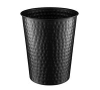 Monarch Abode 20128 Hand Hammered Metal Wastebasket Trash Can for Home Office Bedroom, Decorative Wastebasket, Modern Bathroom Decor, Durable, Black
