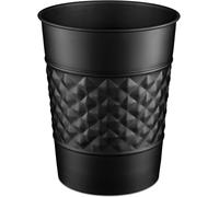 Monarch Abode 29128 Handcrafted, Geometric Embossed, Metal Wastebasket Trash Can for Home Office Bedroom, Decorative Wastebasket, Modern Bathroom Decor, Durable, Black