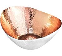 Monarch Abode 30604 Hand Hammered Metal Decorative Bowl, Modern Centerpiece Fruit Bowl for Kitchen Counter, 7.5 inch, White and Copper Finish