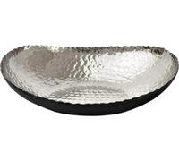 Monarch Abode 31301 Fruit Candy Dish Serving Bowl Hand Hammered Modern, Aluminum, Black/Nickel