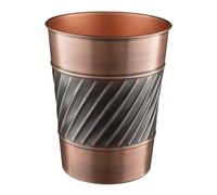 Monarch Abode 39628 Handcrafted, Wave Embossed, Metal Wastebasket Trash Can for Home Office Bedroom, Decorative Wastebasket, Modern Bathroom Decor, Durable, Antique Copper Finish