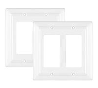 Monarch Abode Double Switch Architectural Rocker Decorative Wall Plate Switch Plate Outlet Cover, 2-Gang, Classic White (Pack of 2)