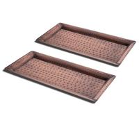Monarch Abode Hand Hammered Metal Serving Tray, 12-Inch Antique Copper Finish - Rectangle Serving Platter, Small Serving Tray for Party, Fruit Platter, Dessert Trays, Serving Dishes, Pack of 2