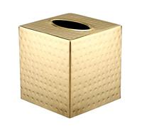 Monarch Abode Hand Hammered Tissue Box Cover Square, Brushed Gold Tissue Holder for Bathroom, Square Metal Dresser Accessories, Decorative Tissue Box Holder, Brushed Gold Handcrafted Tissue Cover