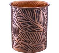 Monarch Abode Handcrafted Floral Embossed Large Metal Kitchen Countertop Utensil Holder Crock Caddy, Antique Copper Finish