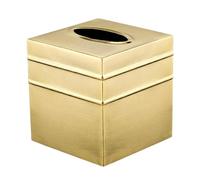 Monarch Abode Handcrafted Tissue Box Cover Square, Border Embossed Brushed Gold Tissue Holder for Bathroom, Square Metal Dresser Accessories for Home and Office, Decorative Tissue Box Holder