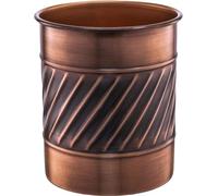 Monarch Abode Handcrafted Wave Embossed Large Metal Kitchen Countertop Utensil Holder Crock Caddy, Antique Copper Finish